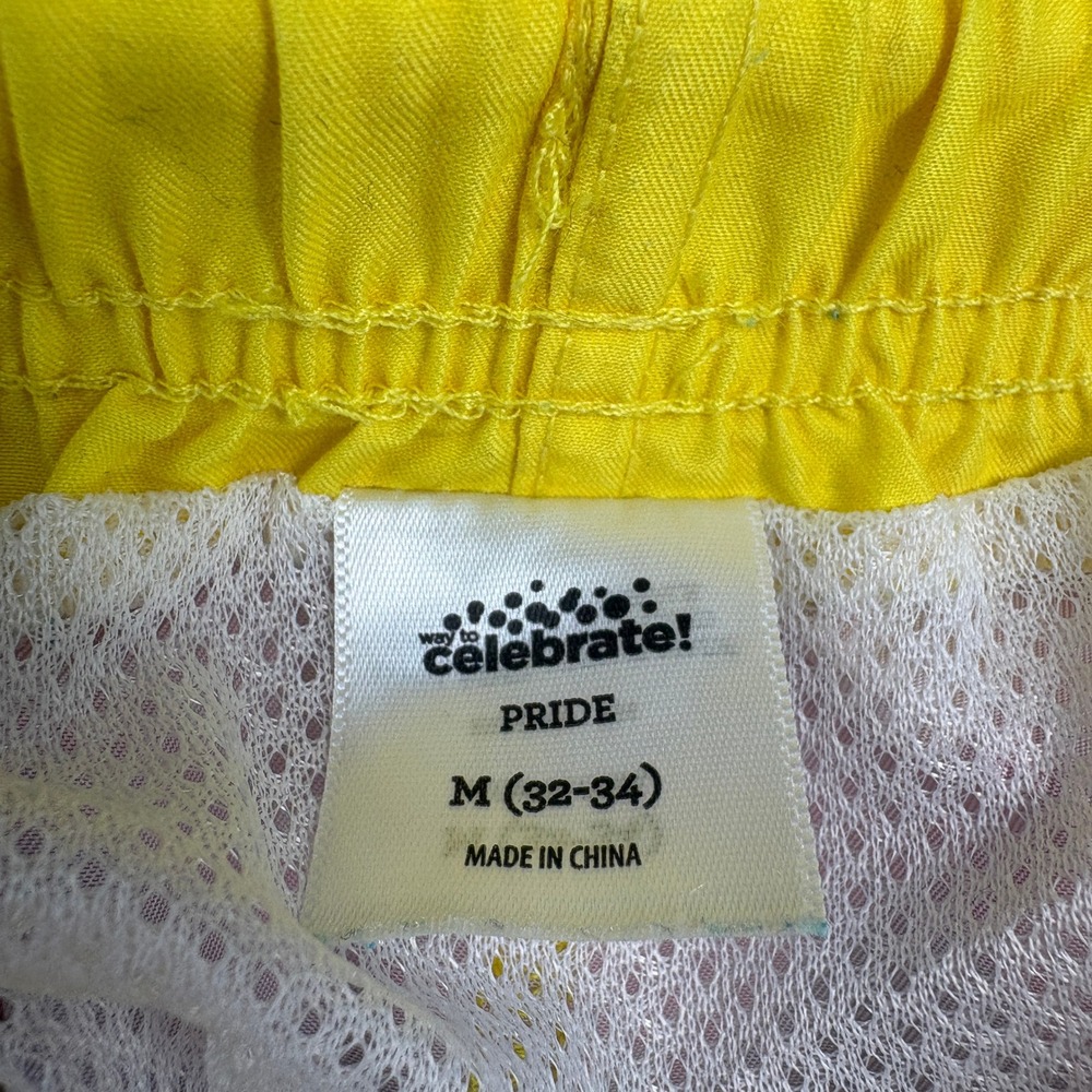 Way to Celebrate Pride Mens Rainbow Wave Swim Trunks Medium 32-34 Mesh Lined - Picture 5 of 8